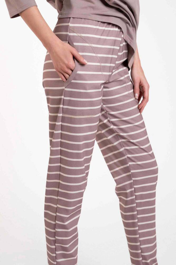 Betty Pigiama donna manica 3/4, pantaloni lunghi Moda italiana - cappuccino/stampa cappuccino