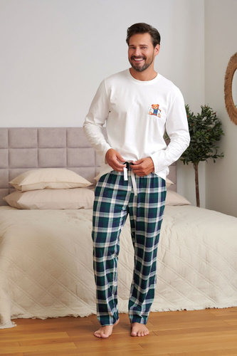 Pigiama Uomo Doctor Nap 7514 Teddy 100% Cotone Manica Lunga Pantaloni