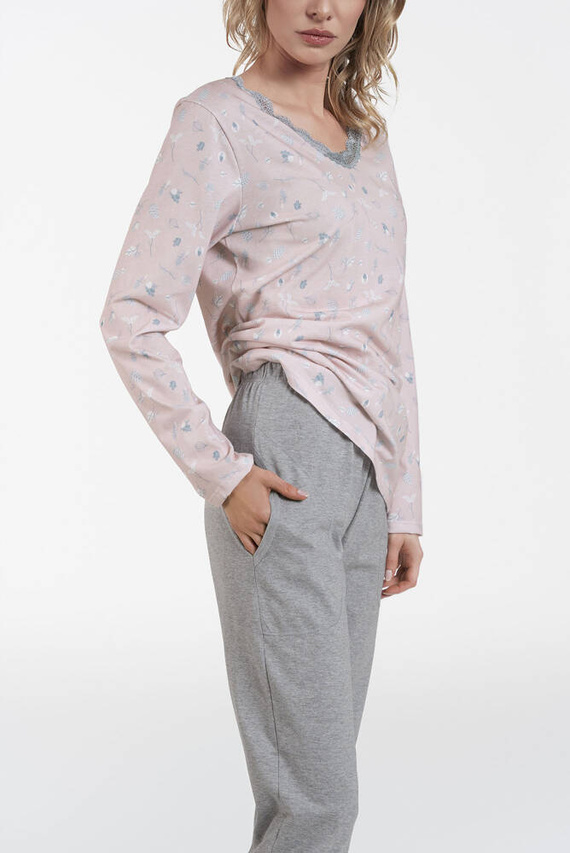 Simona Pigiama a maniche lunghe e pantaloni lunghi da donna Moda Italiana - stampa/melange