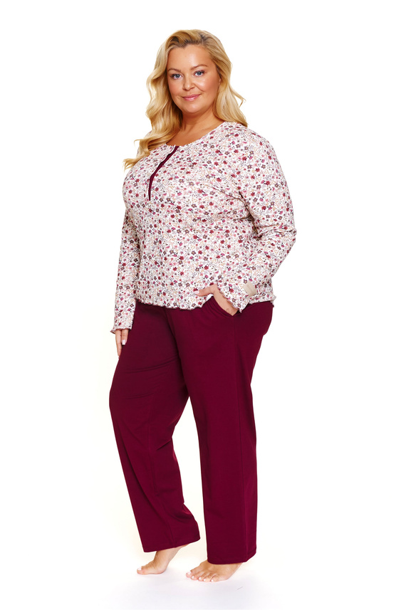 7307 Doctor Nap - Pigiama donna plus size con zip | 95% cotone, produzione polacca - flores