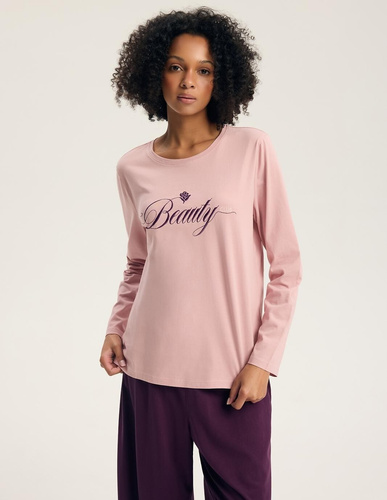 Pigiama da donna Henderson 45443 Galla rosa 100% cotone manica lunga