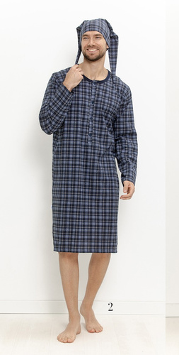 Camicia da notte uomo Taro 3673 Philippo 100% cotone manica lunga a quadri
