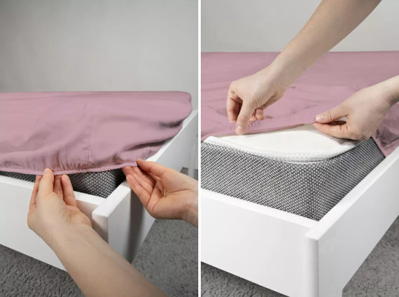 Lenzuolo con angoli in microsatin Poly Detexpol liscio e pratico pastel pink