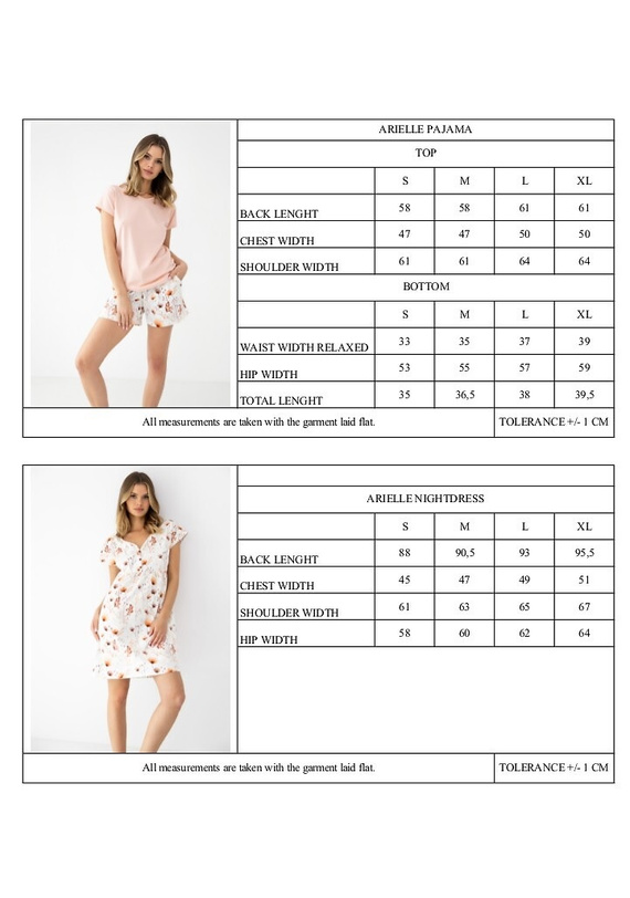 Pigiama da donna Sensis Arielle ecrù in bambù e cotone, manica corta, pantaloncino