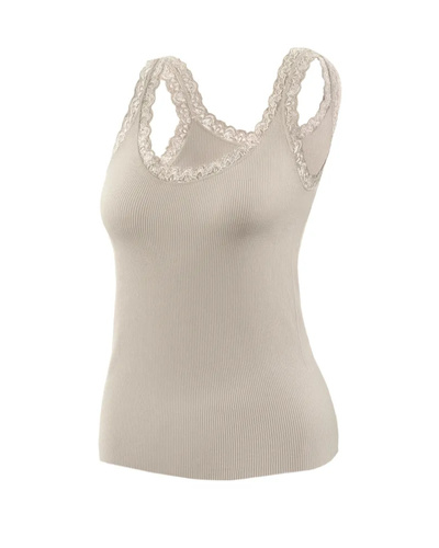 Canotta donna Sesto Senso 6109 pizzo senza cuciture elastica sabia