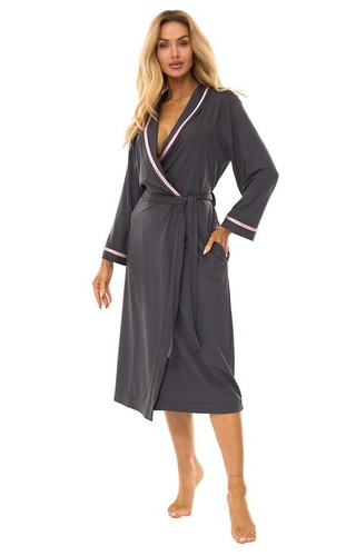 2506 Vestaglia lunga da donna in viscosa L&L graphite - leggera e traspirante