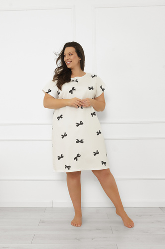 Camicia da notte donna Figaro - ecru, cotone, manica cortaModa italiana