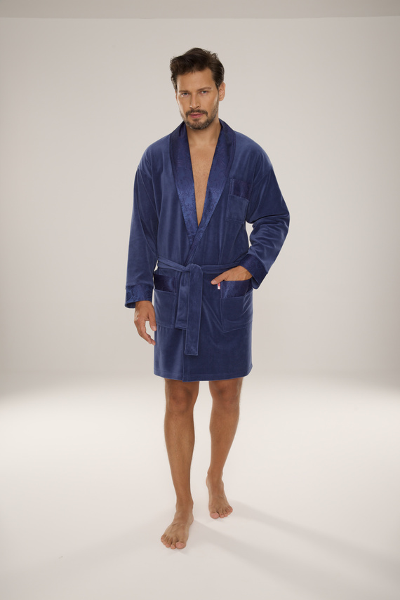 866 Noble Accappatoio da uomo De Lafense in velluto - corto, elegante, in cotone - denim