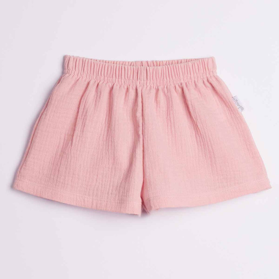 Shorts estivi da ragazza Nicol 224316 in mussola 100% cotone rosa