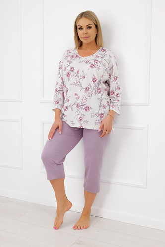 Italian Fashion Mariella Pigiama donna 100% cotone 3/4 fiori