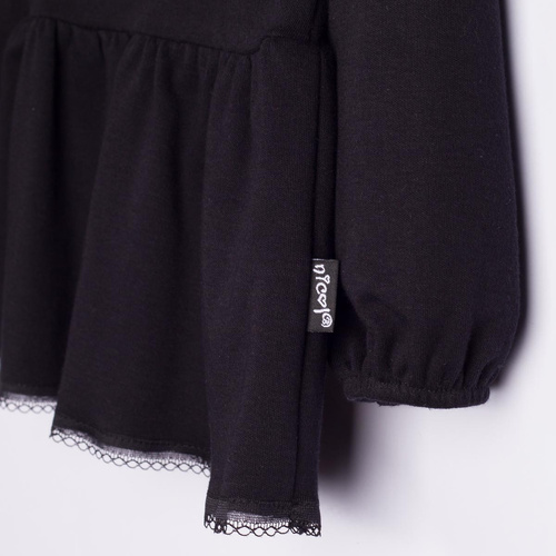 Blusa bambina Nicol 163706 100% cotone nera con baschina e pizzo