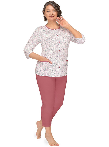 Pigiama Kasia II 266 Martel bordeaux 23- pigiama donna in cotone con bottoni