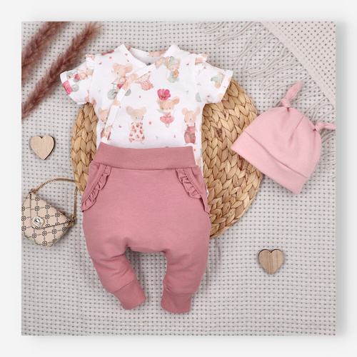 Body neonato Nini Little Mouse cotone biologico incrociato manica corta delicato