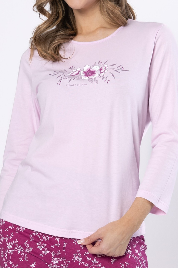 Edyta 1633 Pigiama donna Leveza in cotone lilla - manica lunga, confortevole