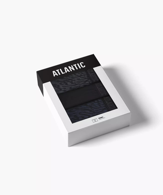 Atlantic 3MH-239 A3 Boxer da uomo 3 pezzi Cotone Grafite Nero Indigo