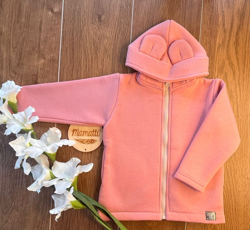 Felpa con zip da bambina rosa BH100 Mamatti - comoda felpa con cappuccio per bambina