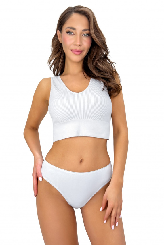 Figi 270 Donna bianche in cotone con pizzo, brasiliane comode