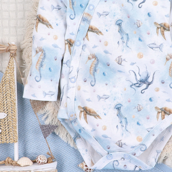 ABN-5441 Sea Of Joy Nini busta corpo blu - cotone organico, per neonati