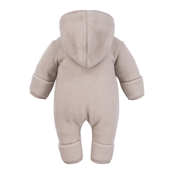 Tuta per neonato in lana merino Eevi - beige, morbida e traspirante