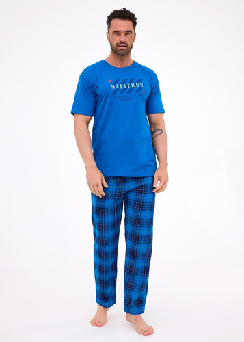 134/303 Marathon 3 Pigiama uomo Cornette cotone cobalto manica corta comfort set