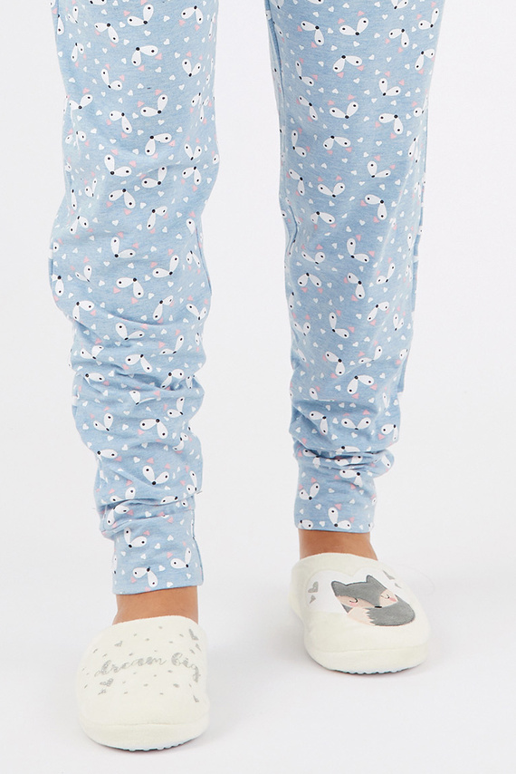 Fixy Sorbetto ecrù - pantofole calde da donna con suola antiscivolo e stampa