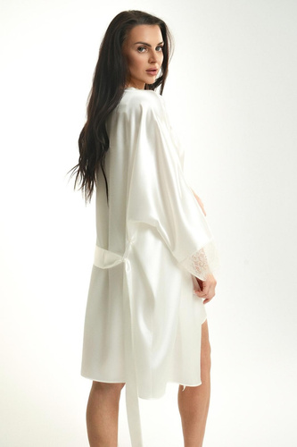 Accappatoio Ava 006/1 Whisper White in raso pizzo bianco da sposa