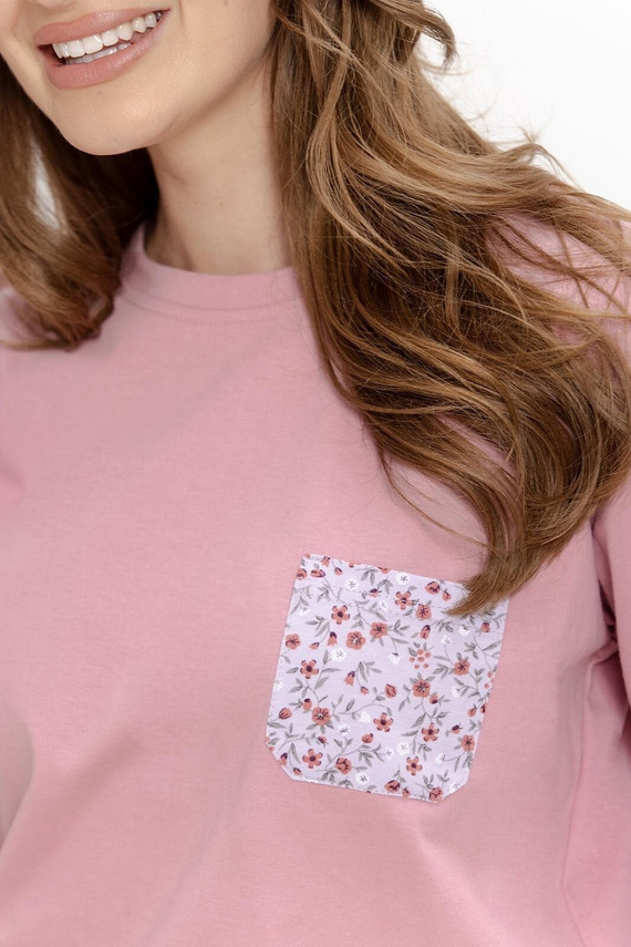 Pigiama donna Taro Agnessa 3629 rosa polvere 100% cotone manica 3/4