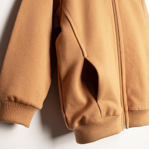 Nicol Olo 222274 felpa bomber da bambino in cotone color caramello con zip