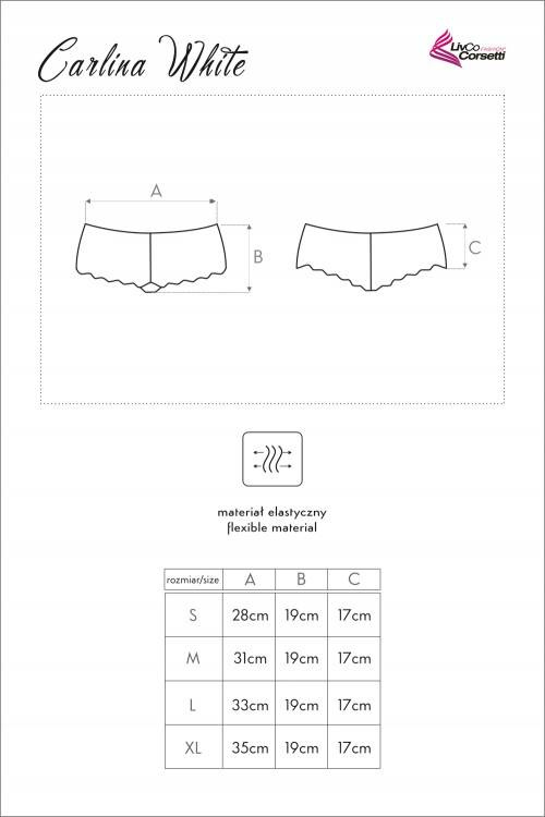 Carlina Bianco LC 6072 Pantaloncini da donna in pizzo LivCo Corsetti Moda bianco