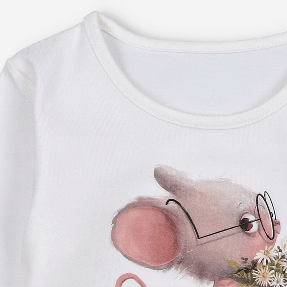 KAR-3008 Camicetta da bambina a maniche lunghe Lagarto Verde ecru - elegante, in cotone, produzione polacca