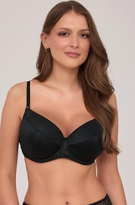 2211 Reggiseno push-up Ava in microfibra nera con bordo in pizzo