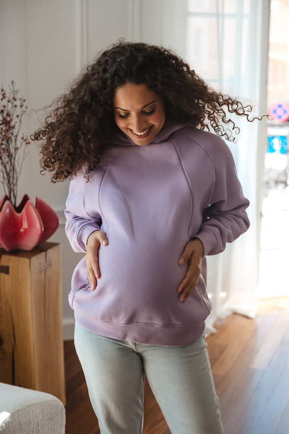 Felpa premaman e per allattamento Milk&love Motherhood oversize violetto tenue