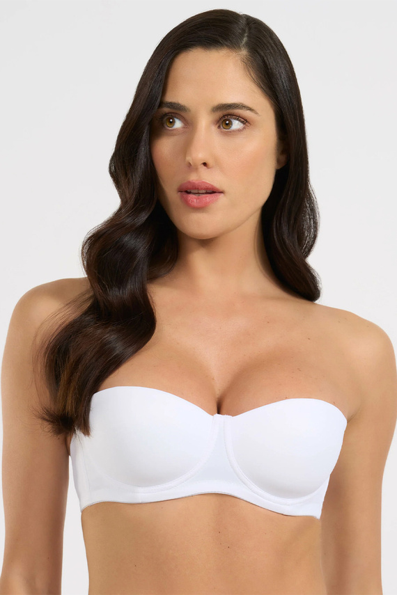 391 Reggiseno Bandeau Bianco Selene Bardotka Imbottito con Spalline Staccabili