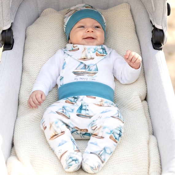 NINI ABK-0051/ZAG Ship completo neonato 4 pezzi in cotone organico 100%