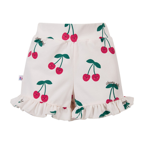 Pantaloncini per bambina Cherry Eevi con volant – morbidi, elastici, 95% cotone, 5% elastan