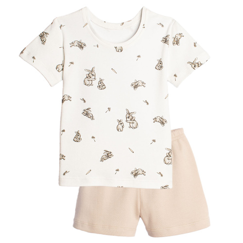 221037 Completo per bambina: maglietta + pantaloncini Nicol, cotone, set estivo