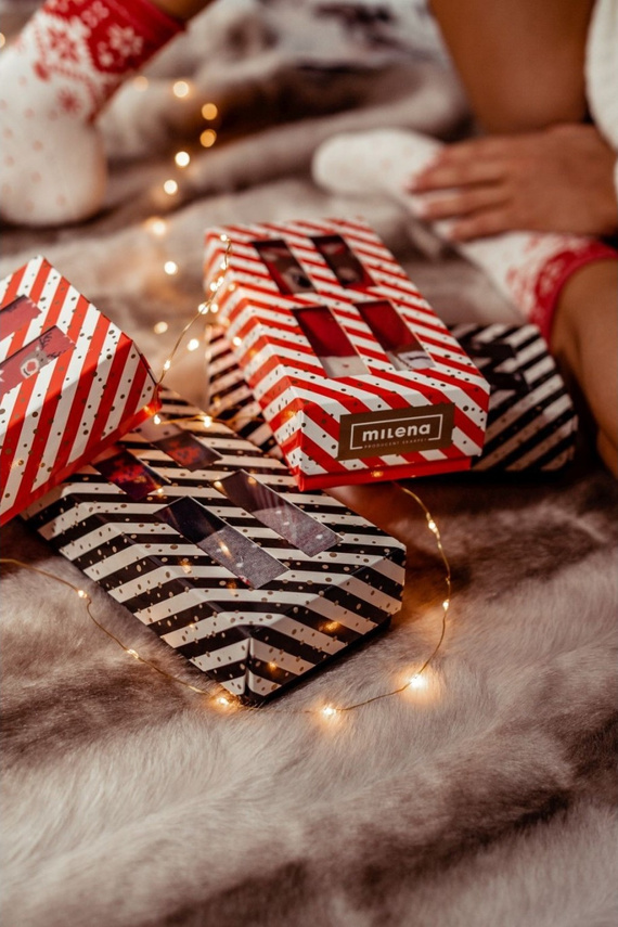 Set natalizio da donna Milena 0811.018 - cotone 3 paia di calzini in scatola