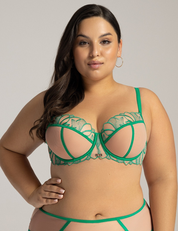 2160 Reggiseno Maxi Ava semi-morbido verde - taglia grande, pizzo, stabile