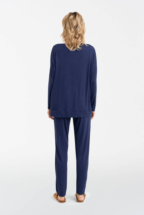 Akord Donna set manica lunga, pantaloni lunghi Moda Italiana - blu navy