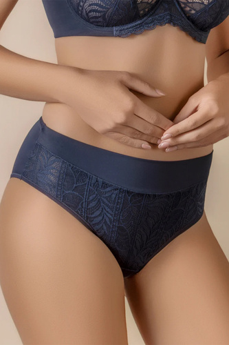 MARA 3138 Selene Slip modellanti a vita alta in pizzo blu navy