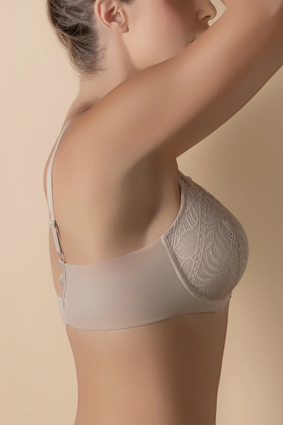 Reggiseno imbottito Mara Selene con ferretto e pizzo tierra beige