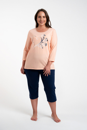 Arietta Pigiama donna maniche e pantaloni 3/4 Moda italiana - salmone