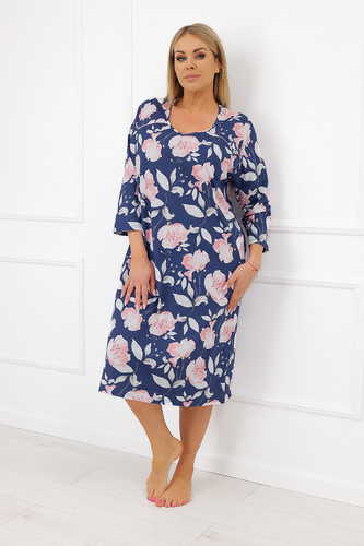 Koszula nocna Italian Fashion Ardizja 100% cotone con fiori e maniche 3/4