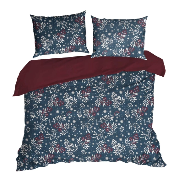 Kristy Christmas bedding Eurofirany blu navy/bordeaux - cotone ranforce, reversibile