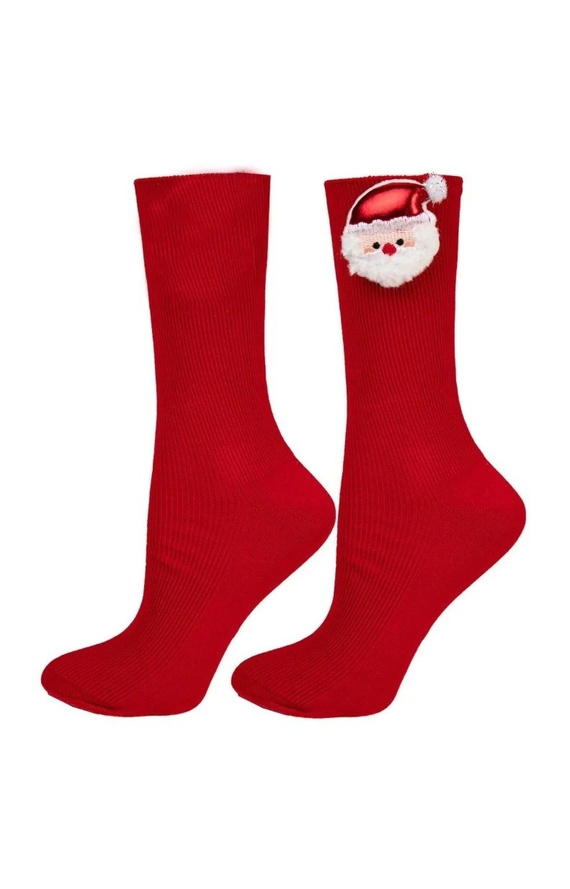 Calzini da donna Moraj CDC700-036 in cotone a coste, in stile festivo, con applicazione 3D