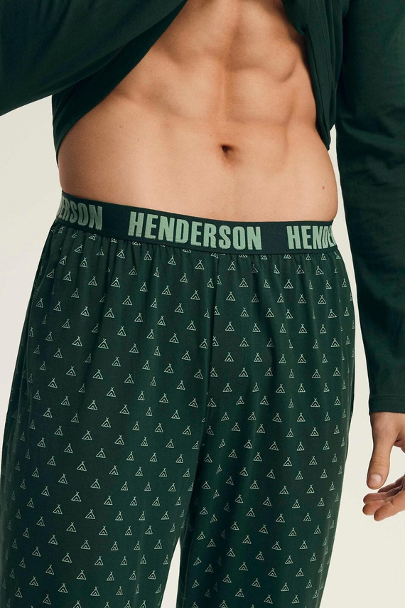 Henderson Core 43478 Pigiama da uomo verde brillante - cotone, manica lunga, confezione elegante