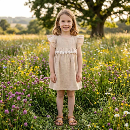 Nicol 224257 Abito in Mussola per Bambina 100% Cotone per l'Estate