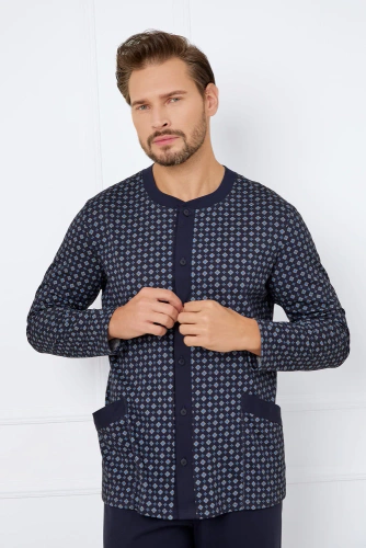 Rajmund Pigiama da uomo a maniche lunghe, pantaloni lunghi Moda italiana - stampa/verde