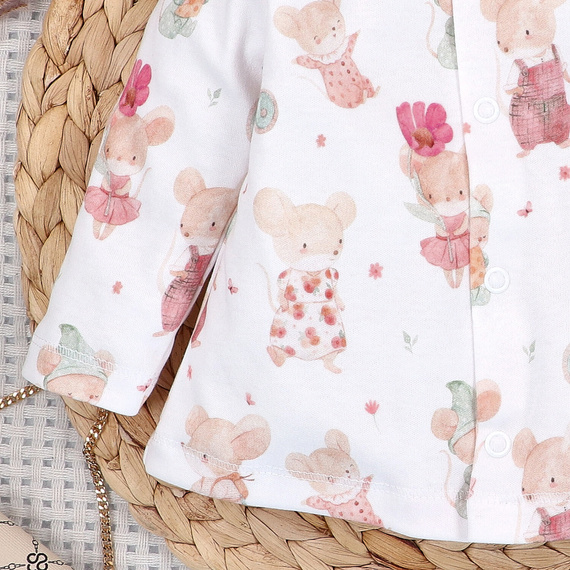 Nini Cardigan Neonato 100% Little Mouse Cotone Biologico – Made in Polonia