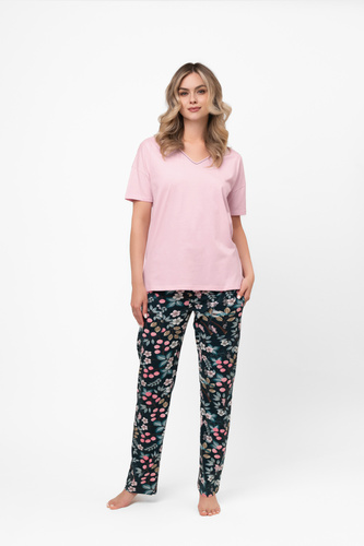 Pigiama da donna in cotone Marisal - manica corta, pantalone lungo Moda italiana